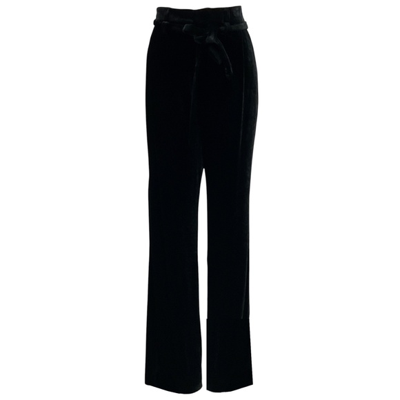 BRUNELLO CUCINELLI BLACK VELVET TROUSERS WITH BELT - Picture 1 of 5